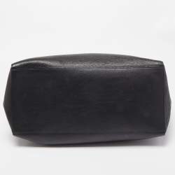 Pre Owned Balenciaga Black Leather Logo Top Zip Shopper Tote