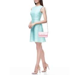 Pre Owned Balenciaga Pink Croc Embossed Leather Gossip Wallet On Chain