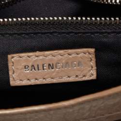 Pre Owned Balenciaga Beige Crinkled Leather Mini City Bag