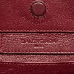 Pre Owned Balenciaga Burgundy Leather Mini Papier A4 Tote
