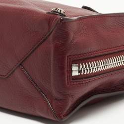 Pre Owned Balenciaga Burgundy Leather Mini Papier A4 Tote