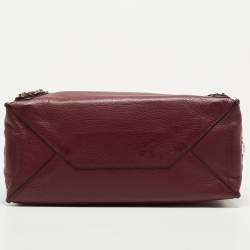 Pre Owned Balenciaga Burgundy Leather Mini Papier A4 Tote