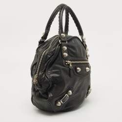 Balenciaga Black Leather GSH Sphere Hobo