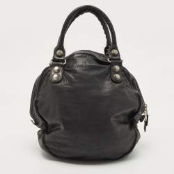 Balenciaga Black Leather GSH Sphere Hobo