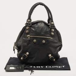 Balenciaga Black Leather GSH Sphere Hobo
