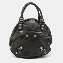 Balenciaga Black Leather GSH Sphere Hobo