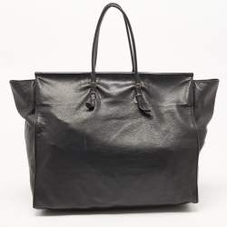 Pre Owned Balenciaga Black Leather Papier A4 Tote