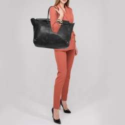 Pre Owned Balenciaga Black Leather Papier A4 Tote