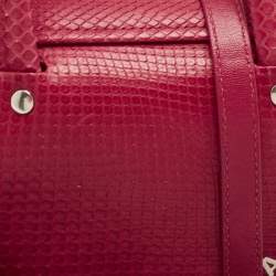 Pre Owned Balenciaga Red Snakeskin Leather XS Chain Triangle Duffle Bag