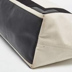 Balenciaga Black/Off White Canvas and Leather Large Cabas Tote