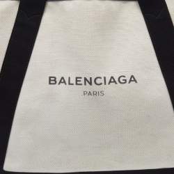 Balenciaga Black/Off White Canvas and Leather Large Cabas Tote