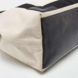 Balenciaga Black/Off White Canvas and Leather Large Cabas Tote