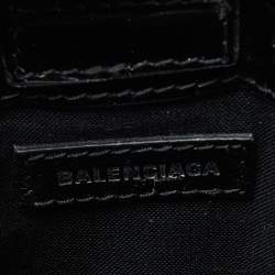 Pre Owned Balenciaga Black Croc Embossed Leather Phone Holder Crossbody Bag