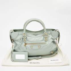 Pre Owned Balenciaga Light Green Leather RH City Bag