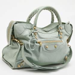 Pre Owned Balenciaga Light Green Leather RH City Bag