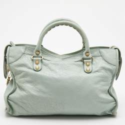 Pre Owned Balenciaga Light Green Leather RH City Bag