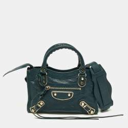 Pre Owned Balenciaga Lagoon Leather Mini Classic Metallic Edge City Bag