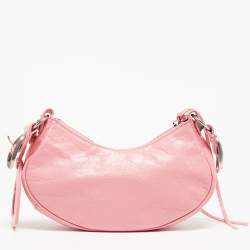 Pre Owned Balenciaga Light Pink Leather XS Le Cagole Shoulder Bag