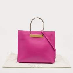 مملوكة مسبقًا Balenciaga Pink Leather Cable Strap Tote
