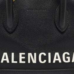 Balenciaga Black/White Leather XXS Ville Satchel 