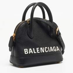 Balenciaga Black/White Leather XXS Ville Satchel 