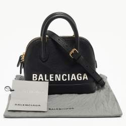 Balenciaga Black/White Leather XXS Ville Satchel 