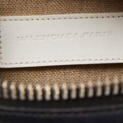 Balenciaga White/Black Leather Triple Boston Bag