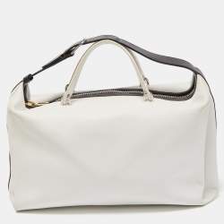 Balenciaga White/Black Leather Triple Boston Bag