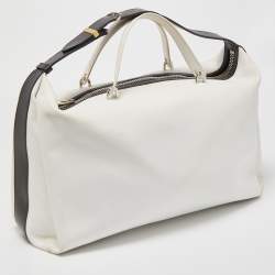 Balenciaga White/Black Leather Triple Boston Bag