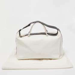 Balenciaga White/Black Leather Triple Boston Bag