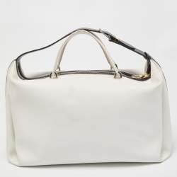 Balenciaga White/Black Leather Triple Boston Bag