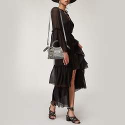 Pre Owned Balenciaga Grey Leather Mini Classic Metallic Edge City Bag