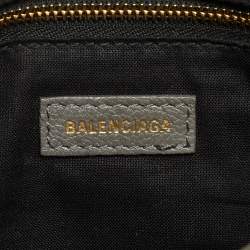 Pre Owned Balenciaga Grey Leather Mini Classic Metallic Edge City Bag