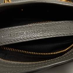 Pre Owned Balenciaga Grey Leather Mini Classic Metallic Edge City Bag