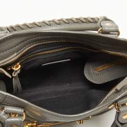 Pre Owned Balenciaga Grey Leather Mini Classic Metallic Edge City Bag