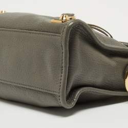 Pre Owned Balenciaga Grey Leather Mini Classic Metallic Edge City Bag