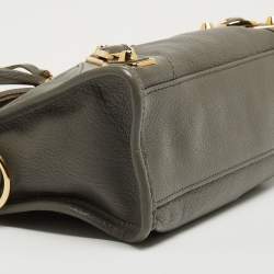 Pre Owned Balenciaga Grey Leather Mini Classic Metallic Edge City Bag