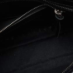 Pre Owned Balenciaga Black/White Leather and Raffia Mini Motorcycle City Bag