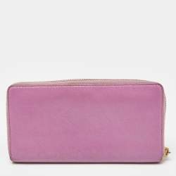 Pre Owned Balenciaga Pink Leather City Zip Around Wallet