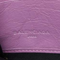 Pre Owned Balenciaga Pink Leather City Zip Around Wallet