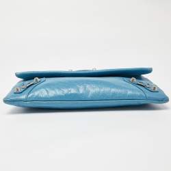 Pre Owned Balenciaga Torquise Leather RH Envelope Clutch