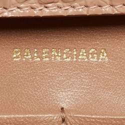 Pre Owned Balenciaga Old Rose Croc Embossed Leather Hourglass Wallet on Chain