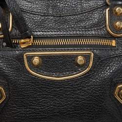 Pre Owned Balenciaga Black Leather Mini Metallic Edge Classic City Bag