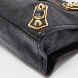 Pre Owned Balenciaga Black Leather Mini Metallic Edge Classic City Bag