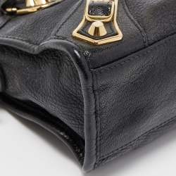 Pre Owned Balenciaga Black Leather Mini Metallic Edge Classic City Bag