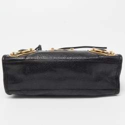 Pre Owned Balenciaga Black Leather Mini Metallic Edge Classic City Bag