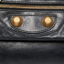 Pre Owned Balenciaga Dark Green Leather GGH Envelope Clutch