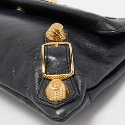 Pre Owned Balenciaga Dark Green Leather GGH Envelope Clutch