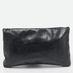 Pre Owned Balenciaga Dark Green Leather GGH Envelope Clutch