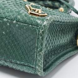 Pre Owned Balenciaga Green Python Nano Classic City Bag